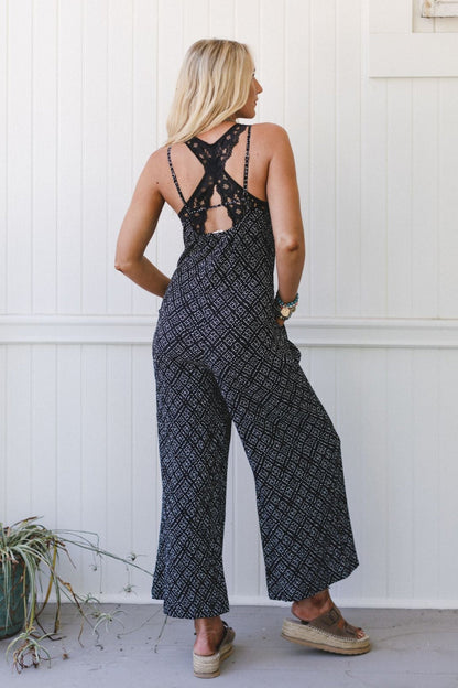 Annabelle Printed Jumpsuit - Black