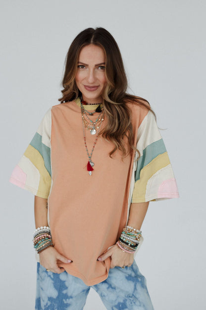 Way Back Color Block Top - Peach