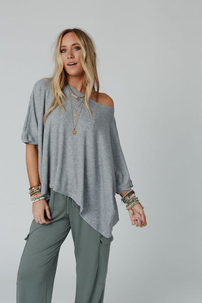 The Nest Kelsie Dolman Top- Heather Gray