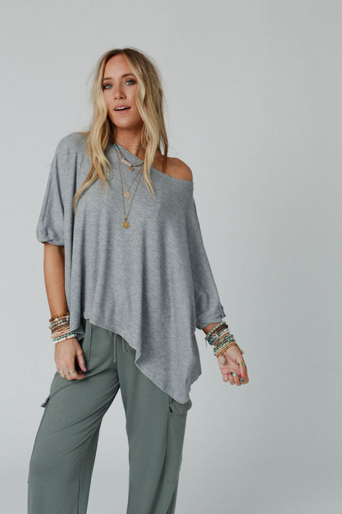 The Nest Kelsie Dolman Top- Heather Gray