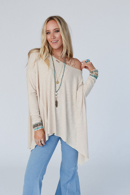 The Wren Long Sleeve Ribbed Tunic - Taupe