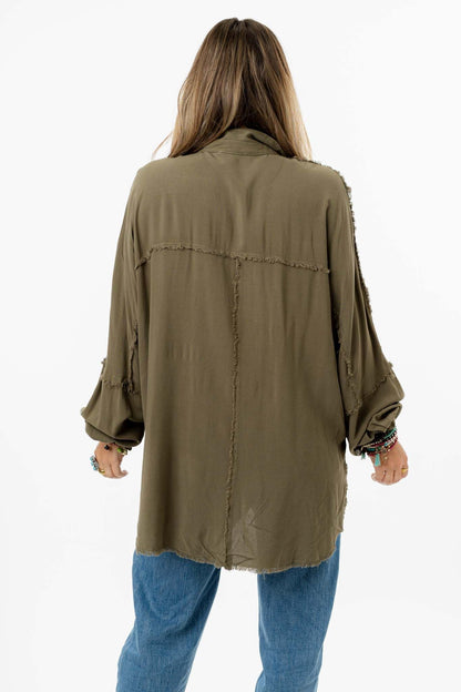 Bradley Button Down Top - Olive