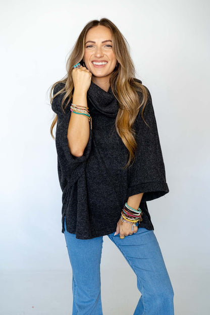 The Nest Your Favorite Oversized Turtle Neck Sweater - Charcoal