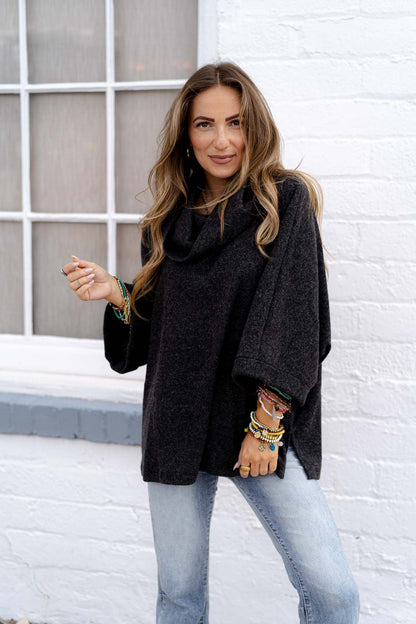 The Nest Your Favorite Oversized Turtle Neck Sweater - Charcoal