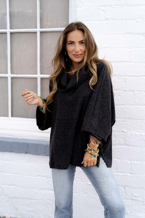The Nest Your Favorite Oversized Turtle Neck Sweater - Charcoal