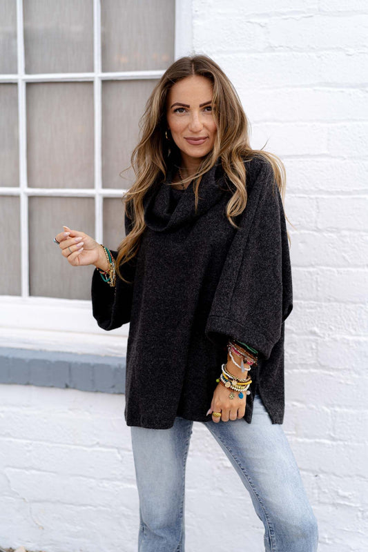 The Nest Your Favorite Oversized Turtle Neck Sweater - Charcoal