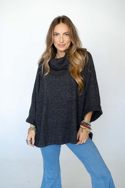 The Nest Your Favorite Oversized Turtle Neck Sweater - Charcoal