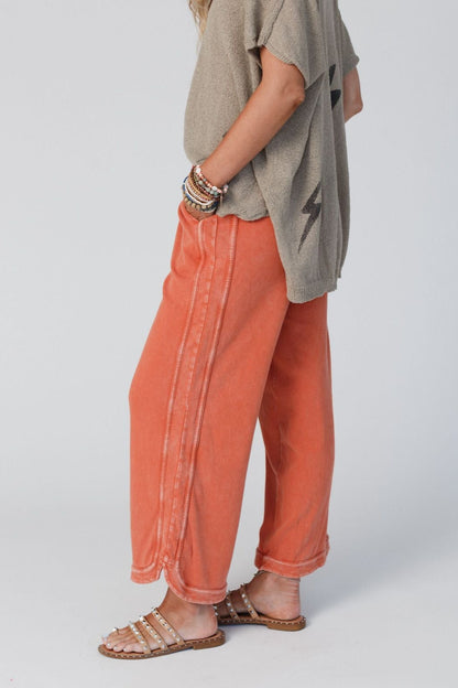 So Comfy Wide Leg Pant Cropped Length - Faded Rust