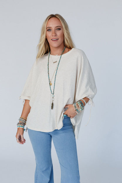 The Nest Little Lark Puff Sleeve Tee - Oatmeal