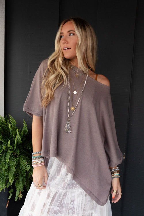 The Nest Kelsie Dolman Top - Dark Oatmeal