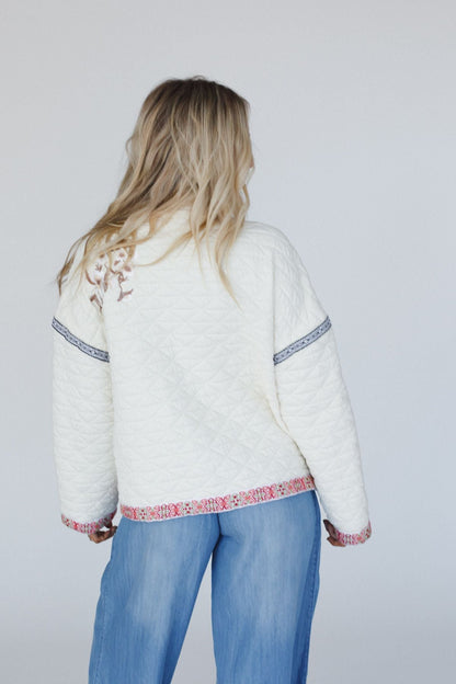 Adeline Embroidered Jacket - Cream