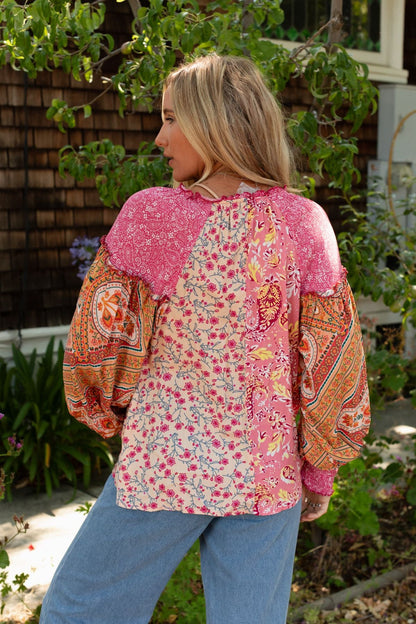 Danielle Mixed Floral Printed Top - Pink