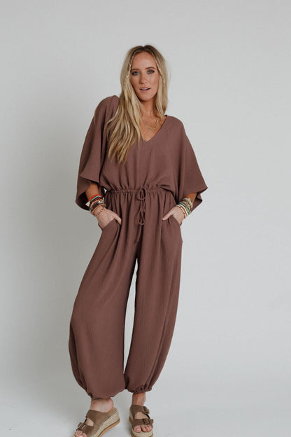 The Nest New Love Relaxed Drawstring Jumpsuit - Mocha