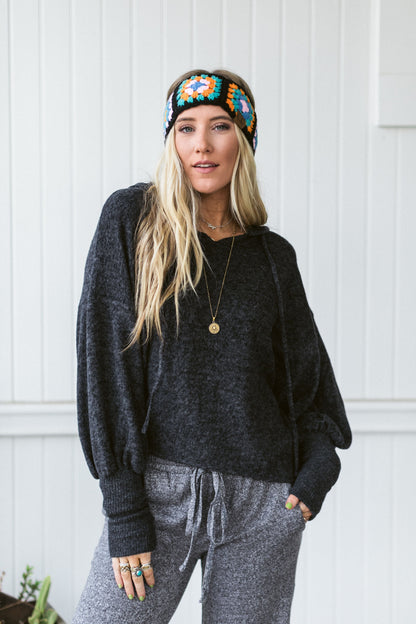 Jetset Dreams Hoodie Top - Black