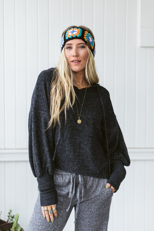 Jetset Dreams Hoodie Top - Black