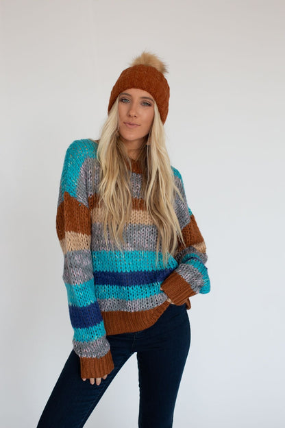Go For It Striped Sweater - Blue