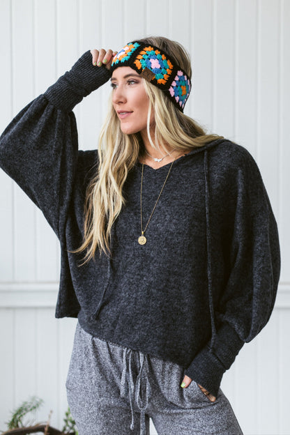 Jetset Dreams Hoodie Top - Black