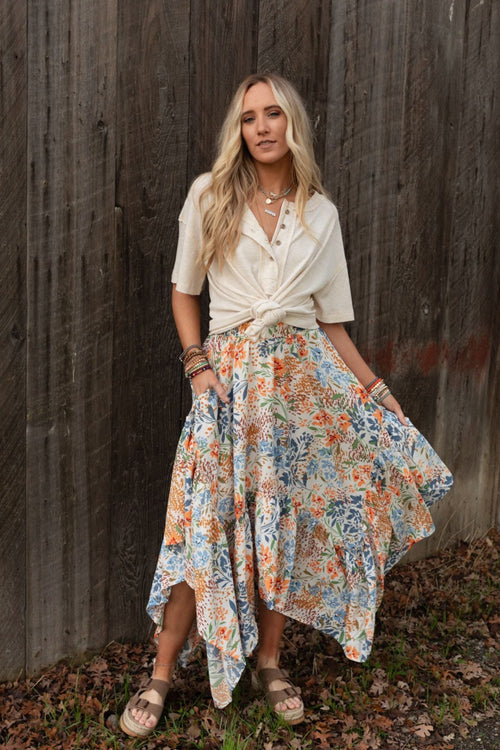 The Nest Swing Of Things Pocketed Midi Skirt - Floral