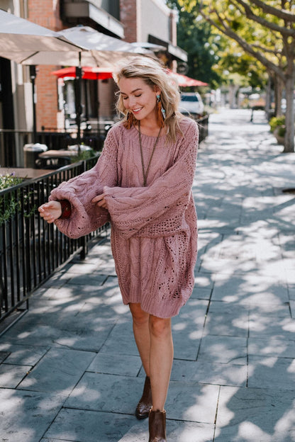 Golden Hour Bubble Sleeve Sweater - Mauve