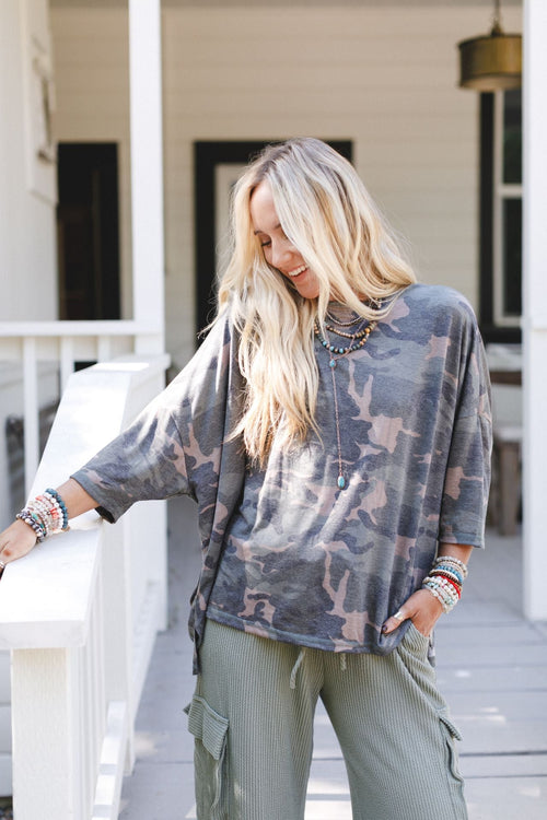 The Nest Country Girl Camo Top - Army