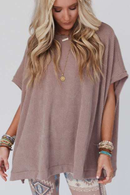 The Nest Moon Glow Texture Knit Top - Acorn