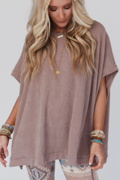 The Nest Moon Glow Texture Knit Top - Acorn
