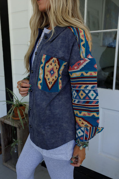 Scout Printed Sleeve Jacket - Denim