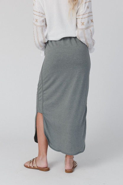 The Nest So Comfy Drawstring Maxi Skirt - Light Olive