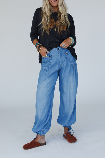 East Bay Loose Fit Cargo Jeans - Blue Dark Wash