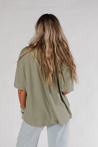 The Nest Soft Plume Henley Top - Sage