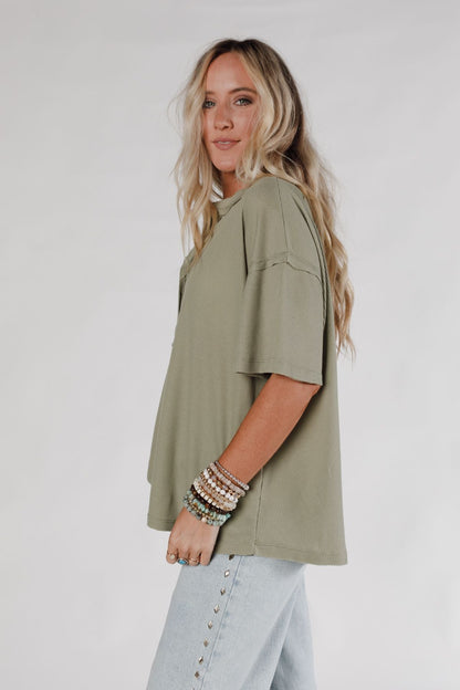 The Nest Soft Plume Henley Top - Sage