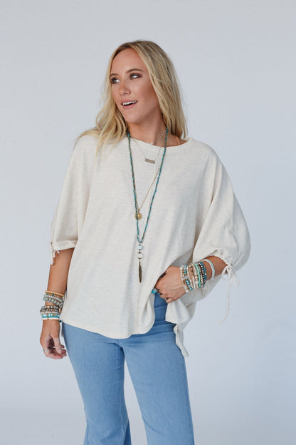 The Nest Little Lark Puff Sleeve Tee - Oatmeal
