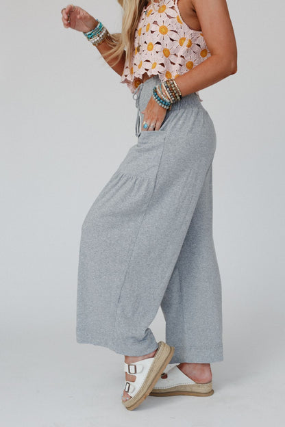 Solana Solid Wide Leg Pants - Gray