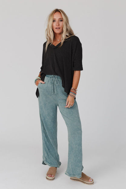 So Comfy Wide Leg Pant Full Length - Teal
