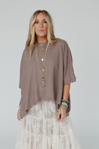 The Nest Kelsie Dolman Top - Dark Oatmeal