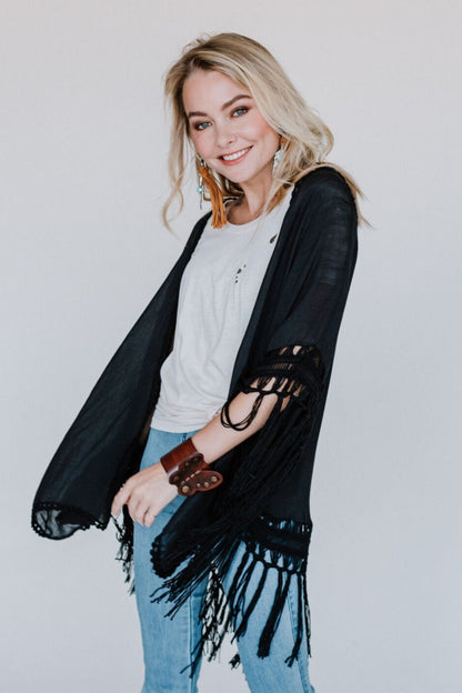 Dreamy Macramé Kimono - Black