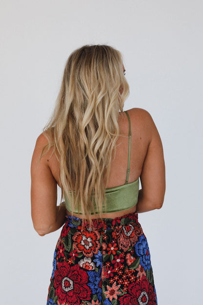 Mod Velvet Bralette - Olive