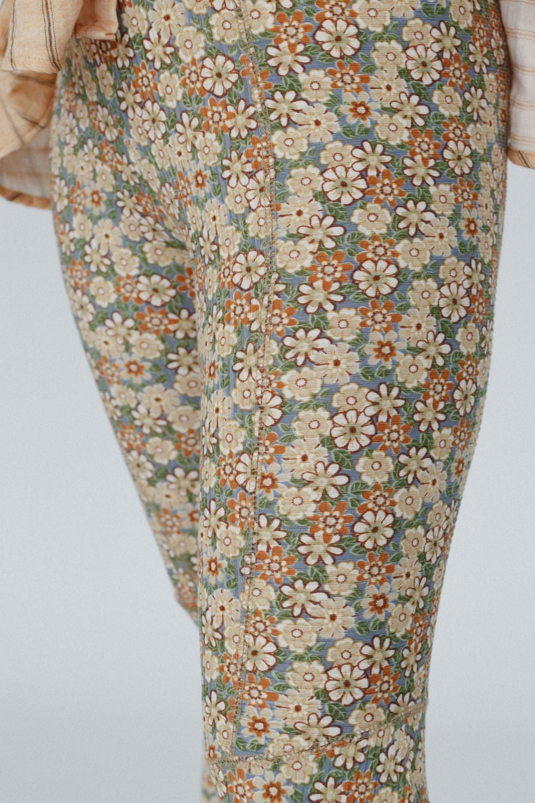 The Nest Dream in Flowers Flare Pants - Denim Khaki