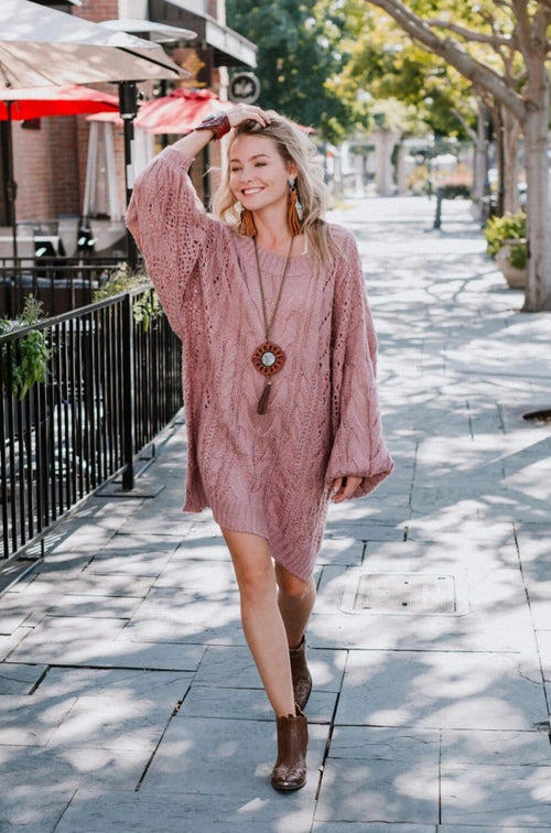 Golden Hour Bubble Sleeve Sweater - Mauve