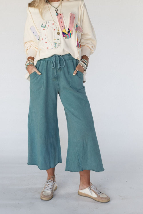 Relaxing Robin Wide Leg Pant - Teal Green