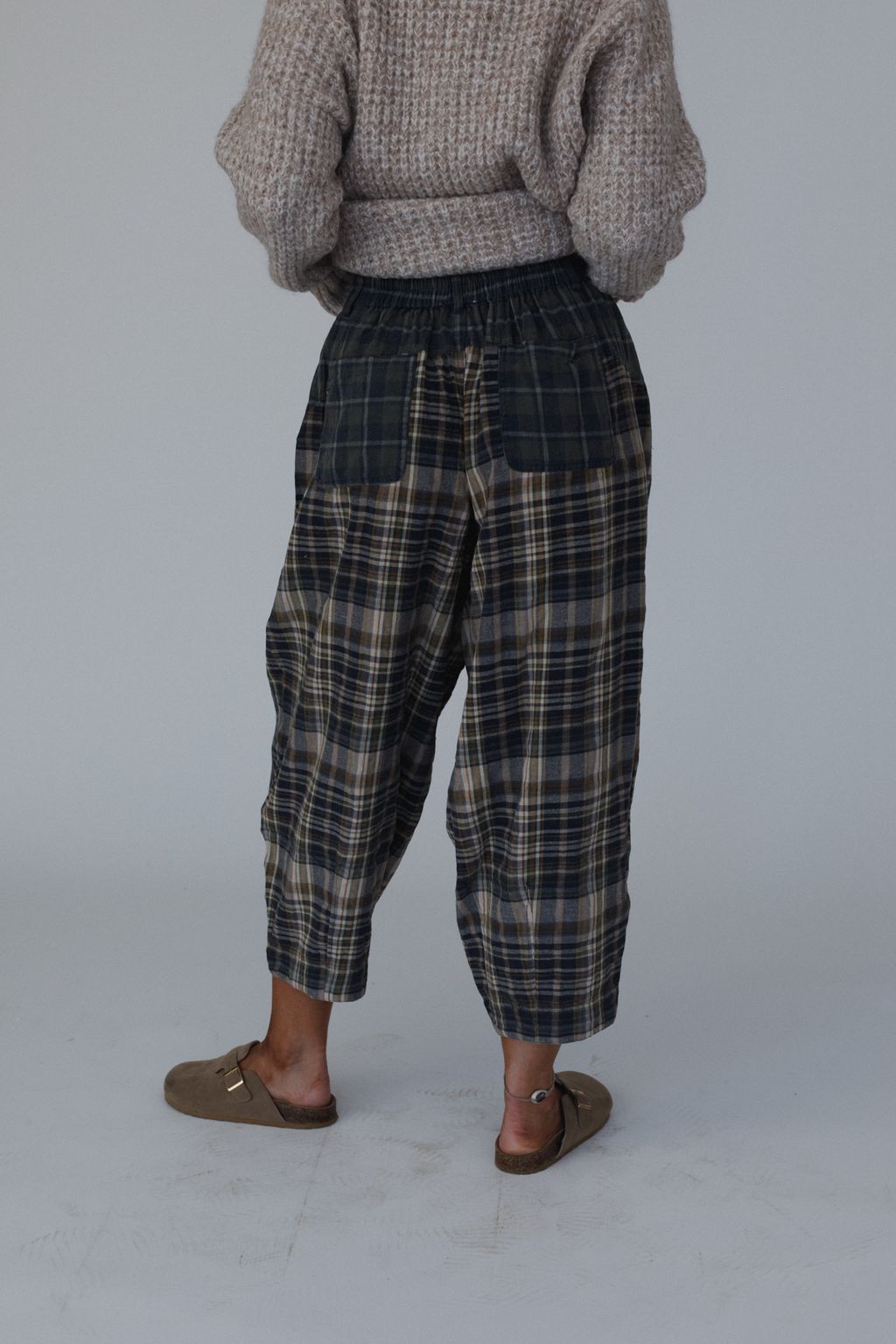 Mystic Plaid Wide Leg Pants - Navy