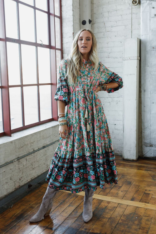 Wandering Soul Printed Midi Dress - Sage