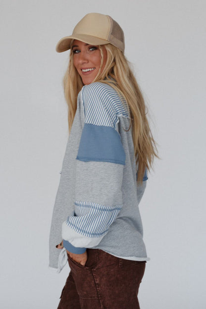 Harmony Haze Henley Top - Heather Gray