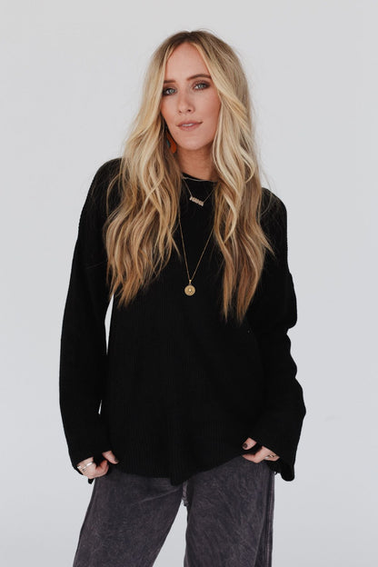 Tricks Up Her Sleeve Sweater - Black