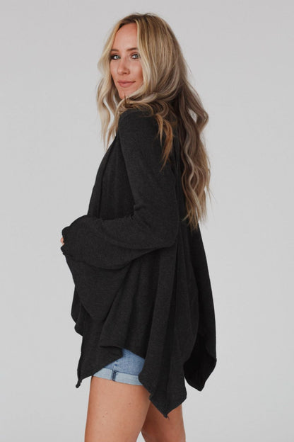Golden Hour Long Bell Sleeve Top - Charcoal
