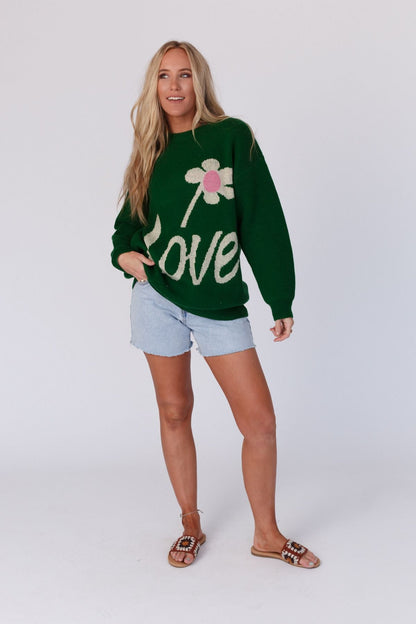 Pop Of Love Sweater - Green